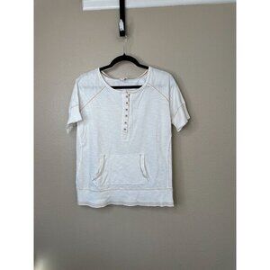 One Step Up Womens White‎ Blouse 2X short sleeve round neck button up cotton